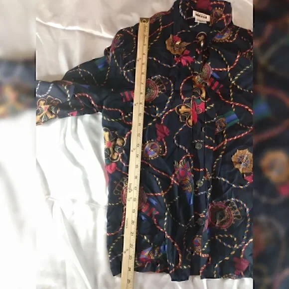 Leslie Fay Bow Tassel Rope Nautical Design Dress Shirt size 14 - Picture 3 of 7